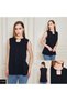 Women's Round Neck Sleeveless Blouse with Metal Accessories - Multiple Color Options - 7