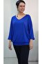 Civit Blue V-Neck Bat Three-Quarter Sleeve Combed Viscose T-Shirt - 7
