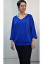 Civit Blue V-Neck Bat Three-Quarter Sleeve Combed Viscose T-Shirt - 5