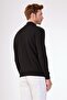 Black Half Fisherman 100% Cotton Solid Color Slim Fit Men's Knitwear - 5