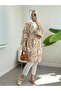 Ethnic Pattern Modal Kimono with Tie Waist - Beige