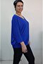 Civit Blue V-Neck Bat Three-Quarter Sleeve Combed Viscose T-Shirt - 3