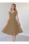 Women's Short Sleeve Double Breasted Collar Skirt Flounce Crepe Dress - 4