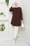Women's Collar Detailed Ruffled Robe Shirt Bitter Brown - 3