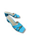 Genuine Leather Blue Thick Heeled Women's Slippers – Stylish & Comfortable - 5