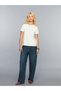 Lcwaikiki Classic Ecru Crew Neck Slogan Printed Women's T-Shirt - 2