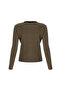 Crew Neck Striped Long Sleeve Slim Fit Knitwear Black Camel Blouse - 8
