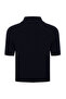 Shirt Collar Button Short Sleeve Slim Fit Knitwear Blouse - 7