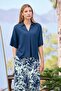 Women's Leaf Pattern Short Sleeve Shirt Collar Bottom Top Set 25014 - 2