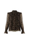Leopard Pattern Scarf Collar Lined Regular Blouse - 7