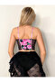 Midnight Roses- Floral Corset Bustier with Black Straps - 2