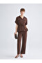 Brown Shirred Women's Shirt - 3