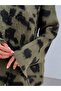 Dgn's Self-Necklace Leopard Patterned Women's Knitwear Sweater - 3