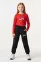 3-Piece Crew Neck Printed Detail Girl's Suprem Bottom-Top Set - 3