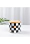 Set of 3 Ceramic Checkered Pattern Gold Gilded Checkered Sugar Bowl Tea Coffee Storage Container Spice Container - 8