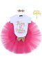 It’s My 1st Birthday Baby Girl Outfit – Bodysuit, Tutu Skirt, Floral Headband, Cake Toppe - 2
