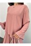 Overlock Detailed Blouse and Skirt Double Set 8045 - Pink - 5