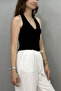 Women's Wide Strap Black Blouse - 3
