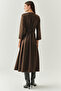 Plaid Waist Belt Detailed Wrapped Slim Fit Midi Dress - 3