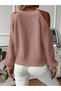 Women's Casual Hair Knit Off Shoulder Crew Neck Winter Knitwear Sweater Powder - 2