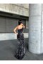 Trend Velvet Slit Dress Anthracite 583150 - 4