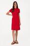 Women's Red Polo Neck Mini Length Knitted Dress - 2