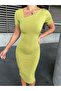 Sandy Triangle Neck Detail Midi Evening Dress 583290 Pistachio Green - 3