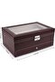 Watch Box with Glass Lid, 12 Slots PU Leather Case 2-Layer Watch Organizer with Jewelry Drawer - 5
