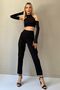 Mia Women's Mom Non-Fading Black High Waist Trend Pants - 3