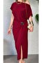 Women's short sleeve one shoulder open waist elastic sandy maxi dress - 4
