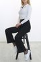Mary Non-Fading Black Lycra Super High Waist Loose Jean Trousers. (SUPER HIGH.) Wide Leg - 4