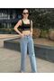 Women's Blue High Waist Wide Leg Loose, Salas Palazzo Jeans - 2