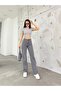 Women's Gray High Waist Lycra Stretchy Wide Leg Jeans (Full Fit) - 2