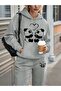 Panda Heart Printed Unisex Women/Men Hooded Oversize Bottom/Upper Tracksuit Set