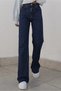 90's Women's Navy Blue Wide Leg Palazzo High Waist Trousersjean - 2