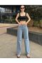 Women's Blue High Waist Wide Leg Loose, Salas Palazzo Jeans - 3