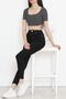 High Waist Super Lycra Gathering Features Denim Pants Skinny Tight Leg Jean Black - 18221 - 5