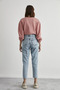 Snow Blue Mom Jeans Lycra Blue Snow Washed Mom Jeans Lycra Jean - 3