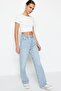 Isabella Loose Blue Snow Wash High Waist Wide Leg Jeans