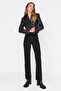 Golden Black High Waist Lycra Jet Black Spanish Jeans Trousers - 4