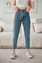 High Waist Blue Mom Jeans Snow Wash Lycra Mom Jeans (Buy 1 size larger)