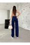 Leo Navy Blue Power Lycra Super High Waist Casual Jeans Palazzo Pants - 3