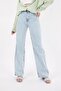 Light Snow Lycra Super High Waist Loose Jeans Palazzo Trousers - 4
