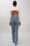 90's Snow Wash Blue Lycra Super High Waist Loose Jeans Palazzo Trousers - 3