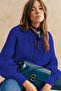 Cobalt Blue Crew Neck Thessaloniki Knitted Buttoned Women's Cardigan Mg2487 - 7