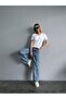 High Waist Snow Jeans Loose Blue Snow Wash Jeans Blue Snow Lycra Stretchy Jeans