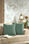 Natural 2-Piece Throw Pillow Cover 45X45 Brown Zippered Green