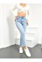 Ice Blue Snow Wash Mom Jeans Lycra High Waist Jeans2024 - 2