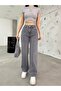 Women's Gray High Waist Lycra Stretchy Wide Leg Jeans (Full Fit) - 3