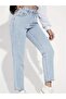 Women's Angerta Ice Blue Snow Wash High Waist Five Pocket Lycra Mom Jean Pants - 3